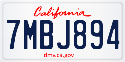 CA license plate 7MBJ894