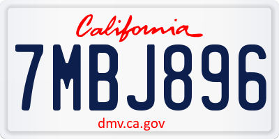 CA license plate 7MBJ896