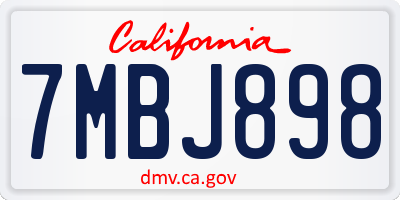 CA license plate 7MBJ898