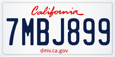 CA license plate 7MBJ899