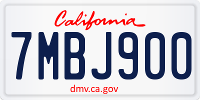 CA license plate 7MBJ900