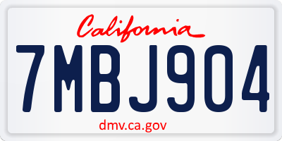CA license plate 7MBJ904