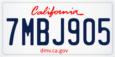 CA license plate 7MBJ905