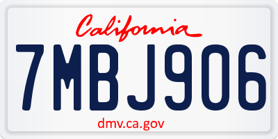 CA license plate 7MBJ906