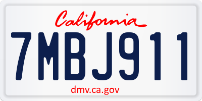 CA license plate 7MBJ911