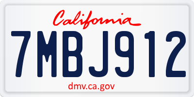 CA license plate 7MBJ912