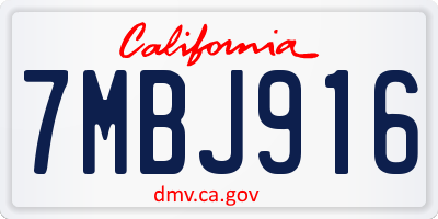 CA license plate 7MBJ916