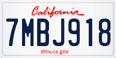 CA license plate 7MBJ918