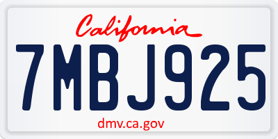 CA license plate 7MBJ925