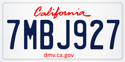 CA license plate 7MBJ927