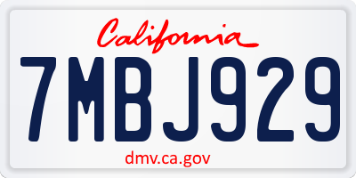 CA license plate 7MBJ929