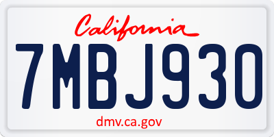CA license plate 7MBJ930