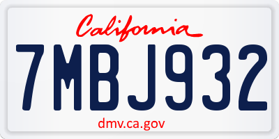 CA license plate 7MBJ932