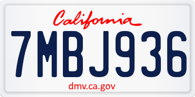 CA license plate 7MBJ936