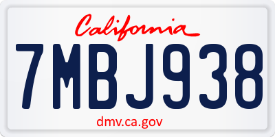 CA license plate 7MBJ938