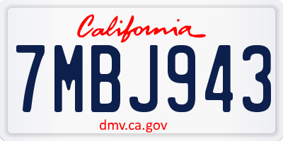 CA license plate 7MBJ943