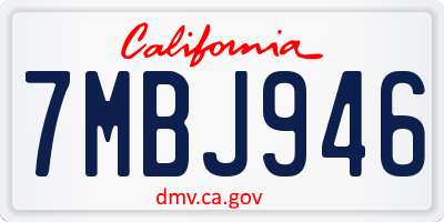 CA license plate 7MBJ946