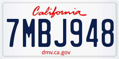CA license plate 7MBJ948