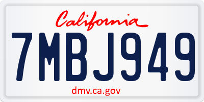CA license plate 7MBJ949