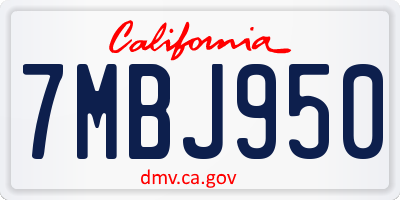 CA license plate 7MBJ950