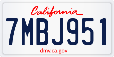 CA license plate 7MBJ951