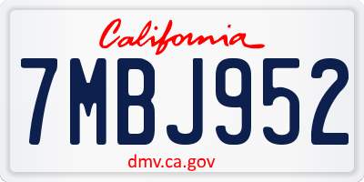 CA license plate 7MBJ952