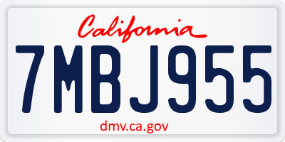 CA license plate 7MBJ955