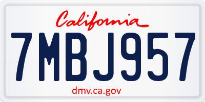 CA license plate 7MBJ957