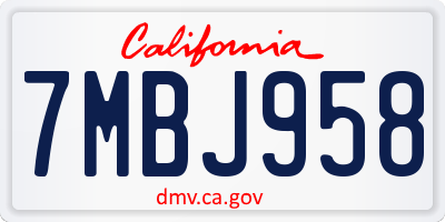 CA license plate 7MBJ958