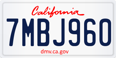 CA license plate 7MBJ960