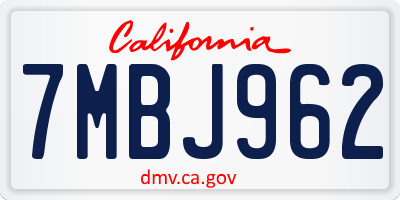 CA license plate 7MBJ962