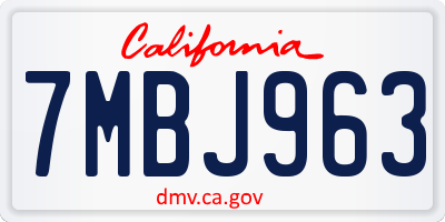 CA license plate 7MBJ963