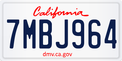 CA license plate 7MBJ964