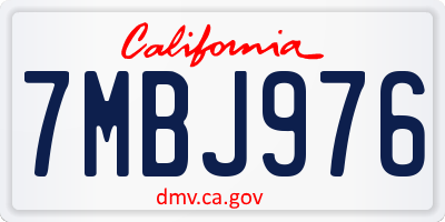 CA license plate 7MBJ976