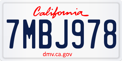 CA license plate 7MBJ978