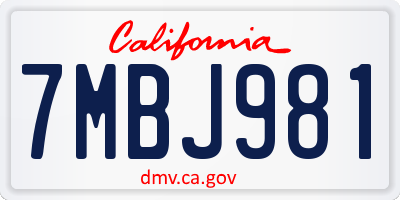 CA license plate 7MBJ981