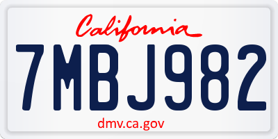 CA license plate 7MBJ982