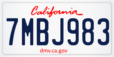 CA license plate 7MBJ983
