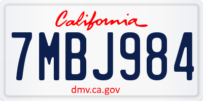 CA license plate 7MBJ984