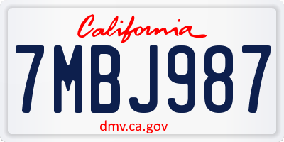 CA license plate 7MBJ987