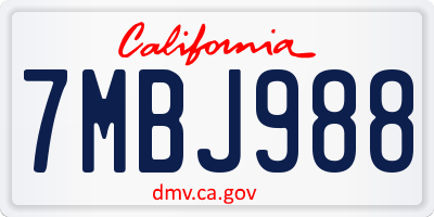 CA license plate 7MBJ988