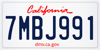CA license plate 7MBJ991