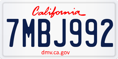 CA license plate 7MBJ992