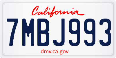 CA license plate 7MBJ993