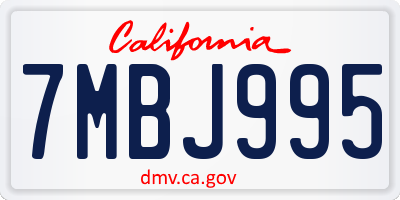 CA license plate 7MBJ995