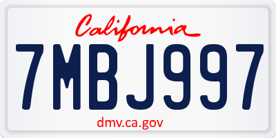CA license plate 7MBJ997