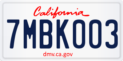 CA license plate 7MBK003