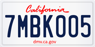 CA license plate 7MBK005