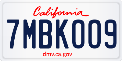 CA license plate 7MBK009