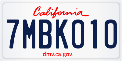 CA license plate 7MBK010